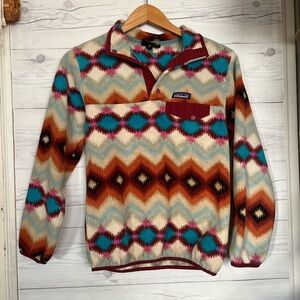 Patagonia Synchilla Snap T Timber Twist Cinder Red Fleece Pullover Women’s XS